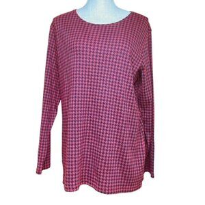 CHICO'S Blocked Houndstooth Long Sleeve Knit Top - Size XL